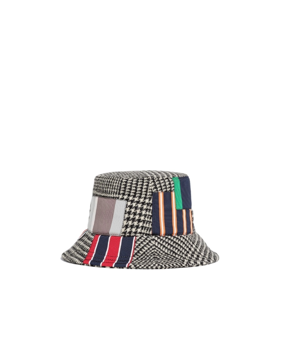 THOM BROWNE PATCHWORK-DETAIL BUCKET HAT