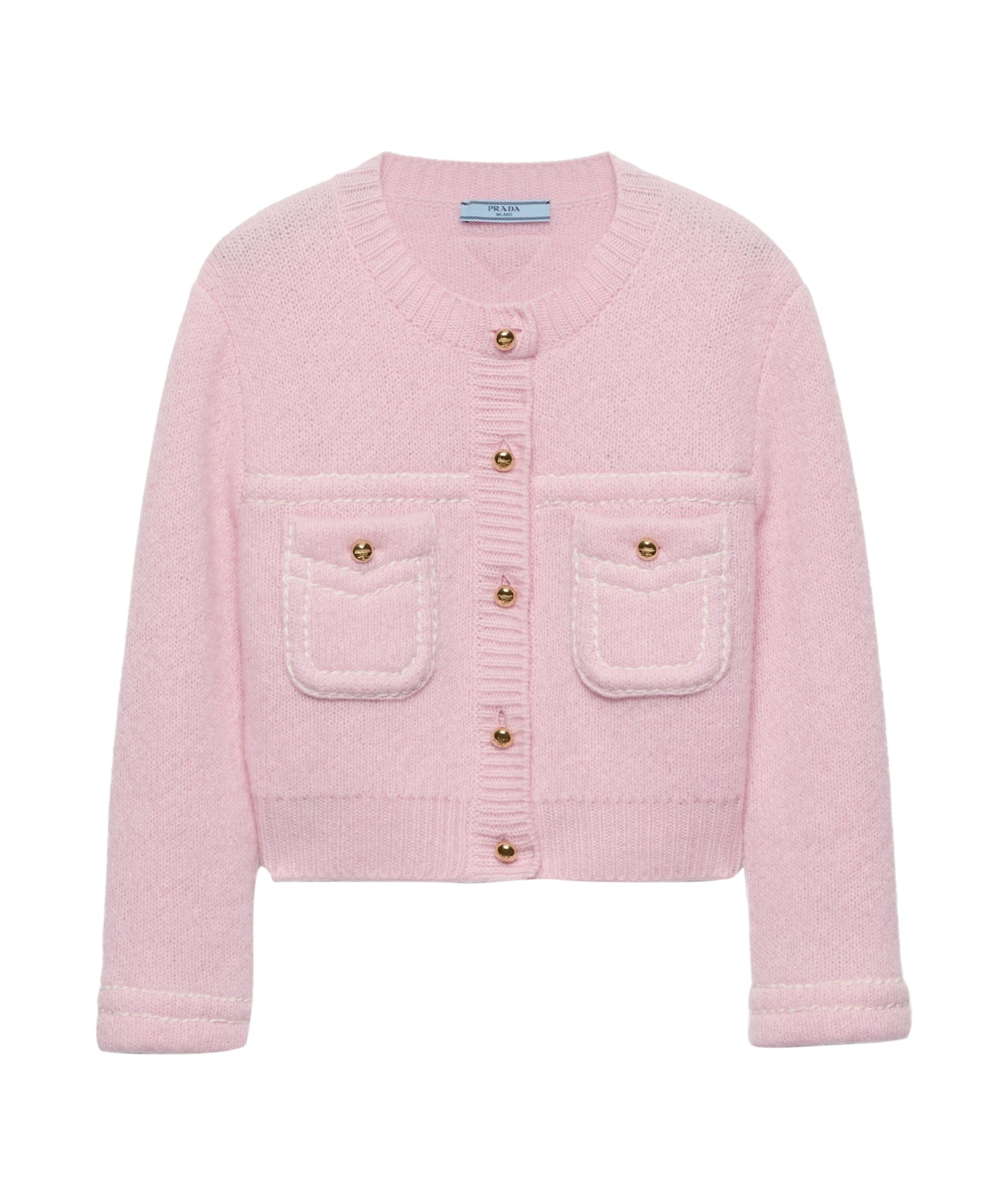 Prada Womens Pink Button-embellished Boxy-fit Cashmere Cardigan In Pink