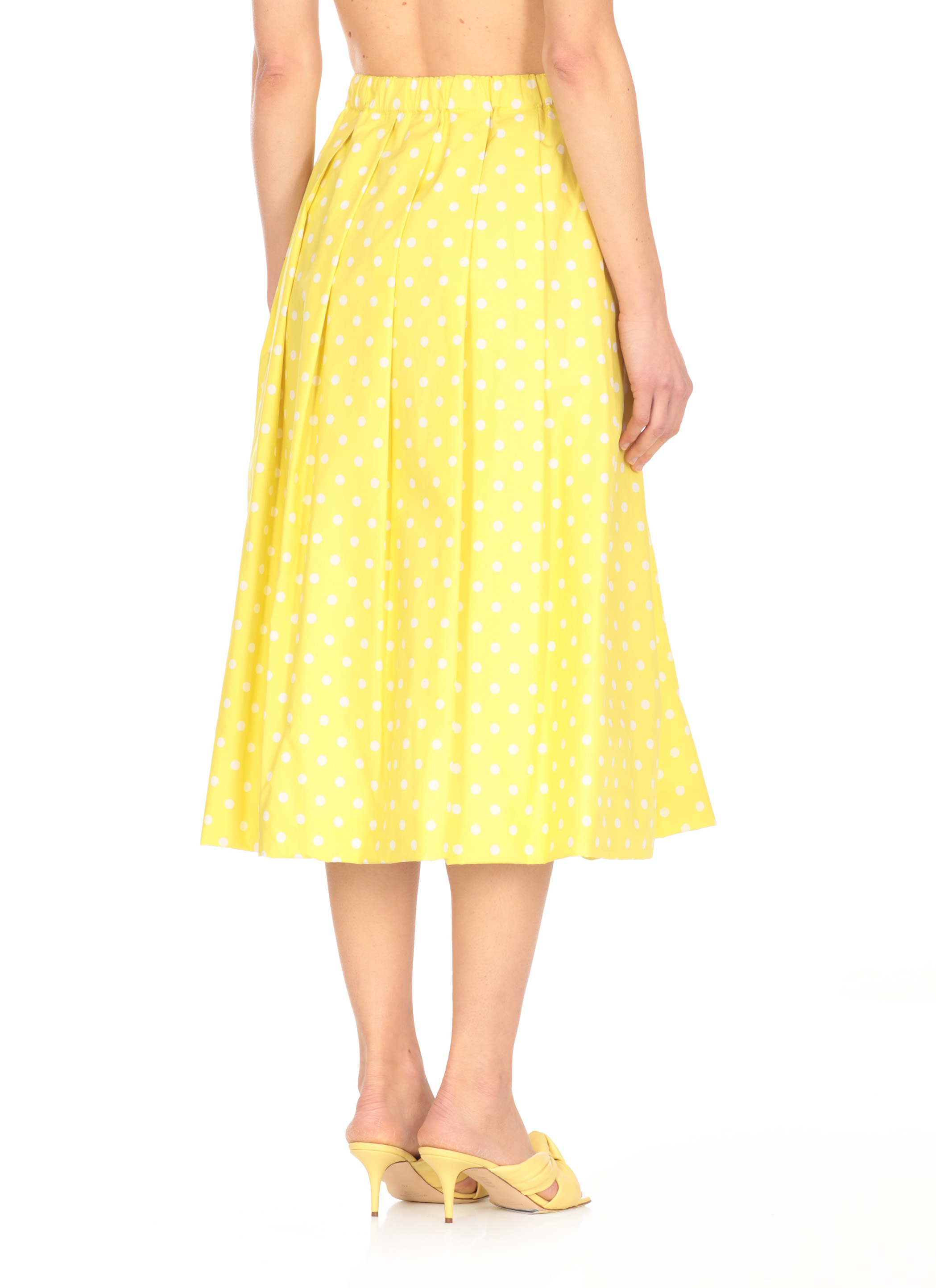 Fabiana Filippi Polka-dot Midi Pleated Skirt In Yellow