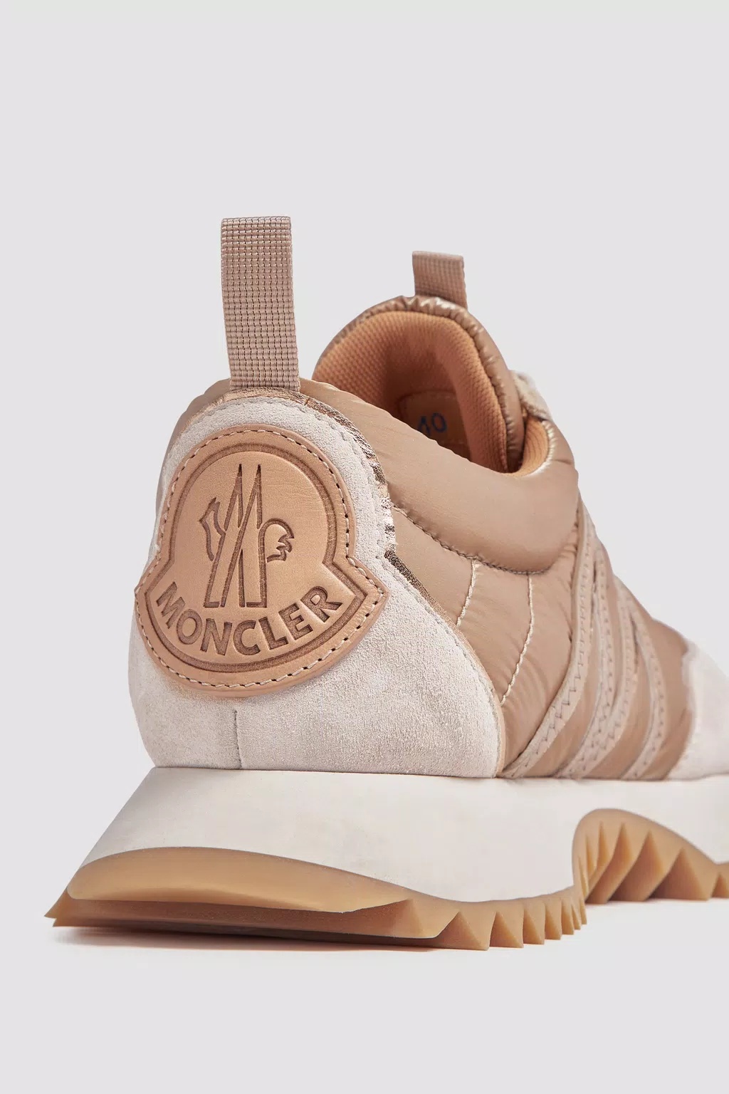 Moncler Pacey Metallic Runner Sneakers In Nude