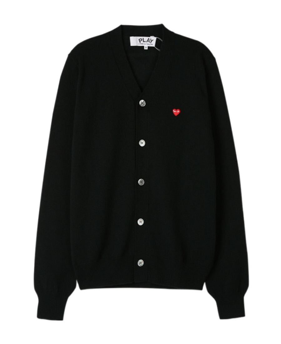 Comme Des Garçons Play Logo Patch Cardigan In Black
