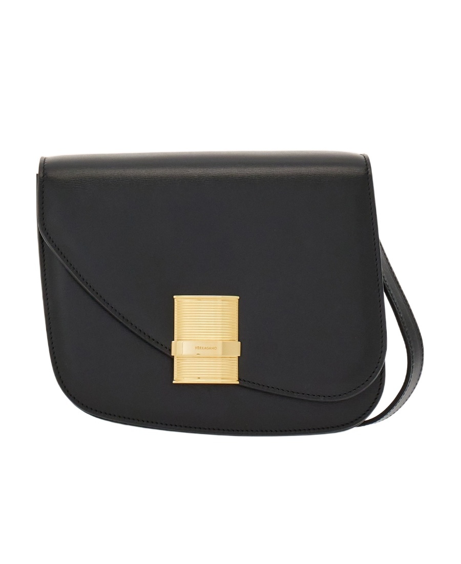 Shop Ferragamo Flip Shoulder Bag In Black