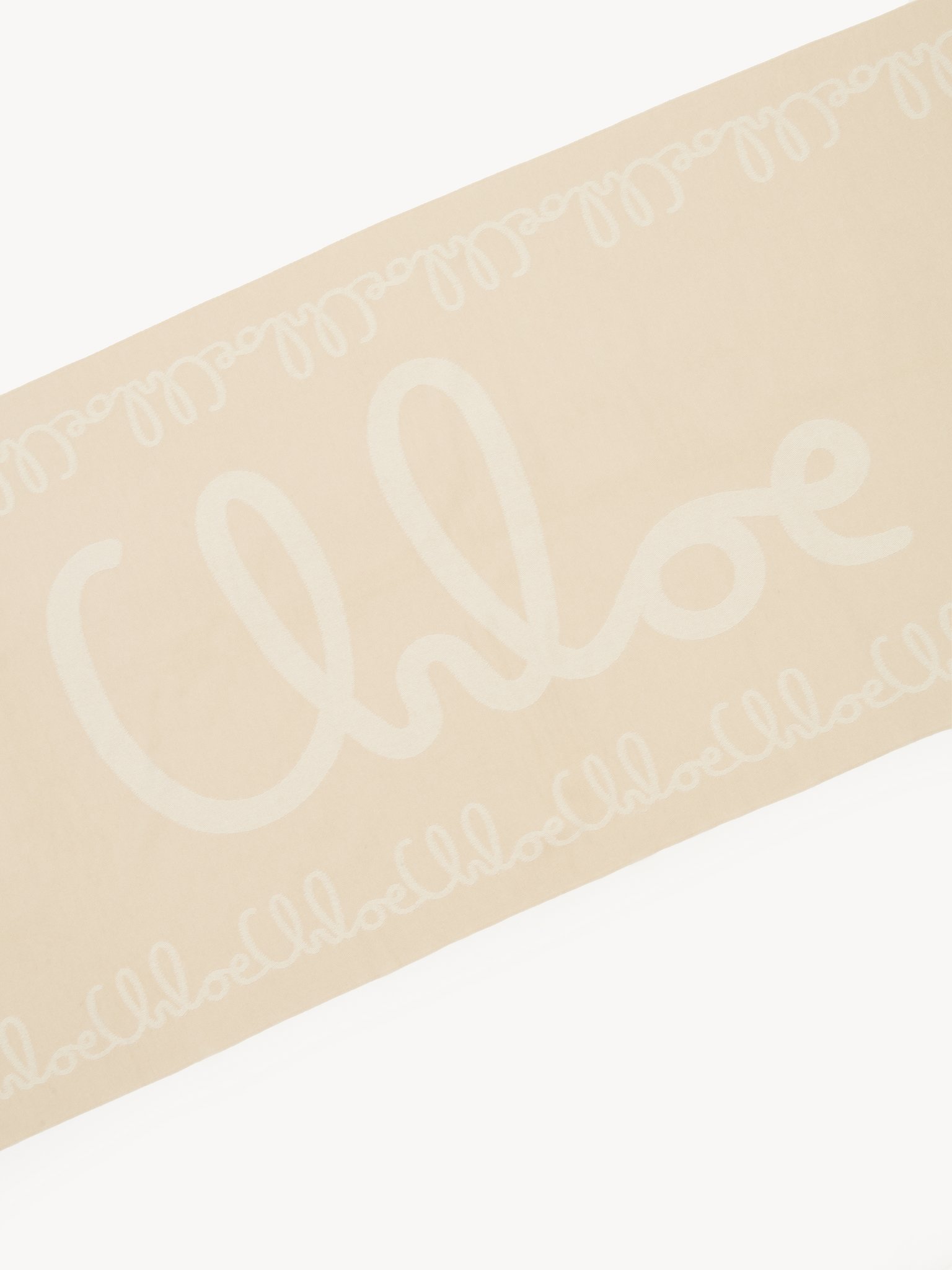 Chloé Écharpe  Iconic En Laine Jacquard Femme Beige Taille Onesize 100% Laine In Nude