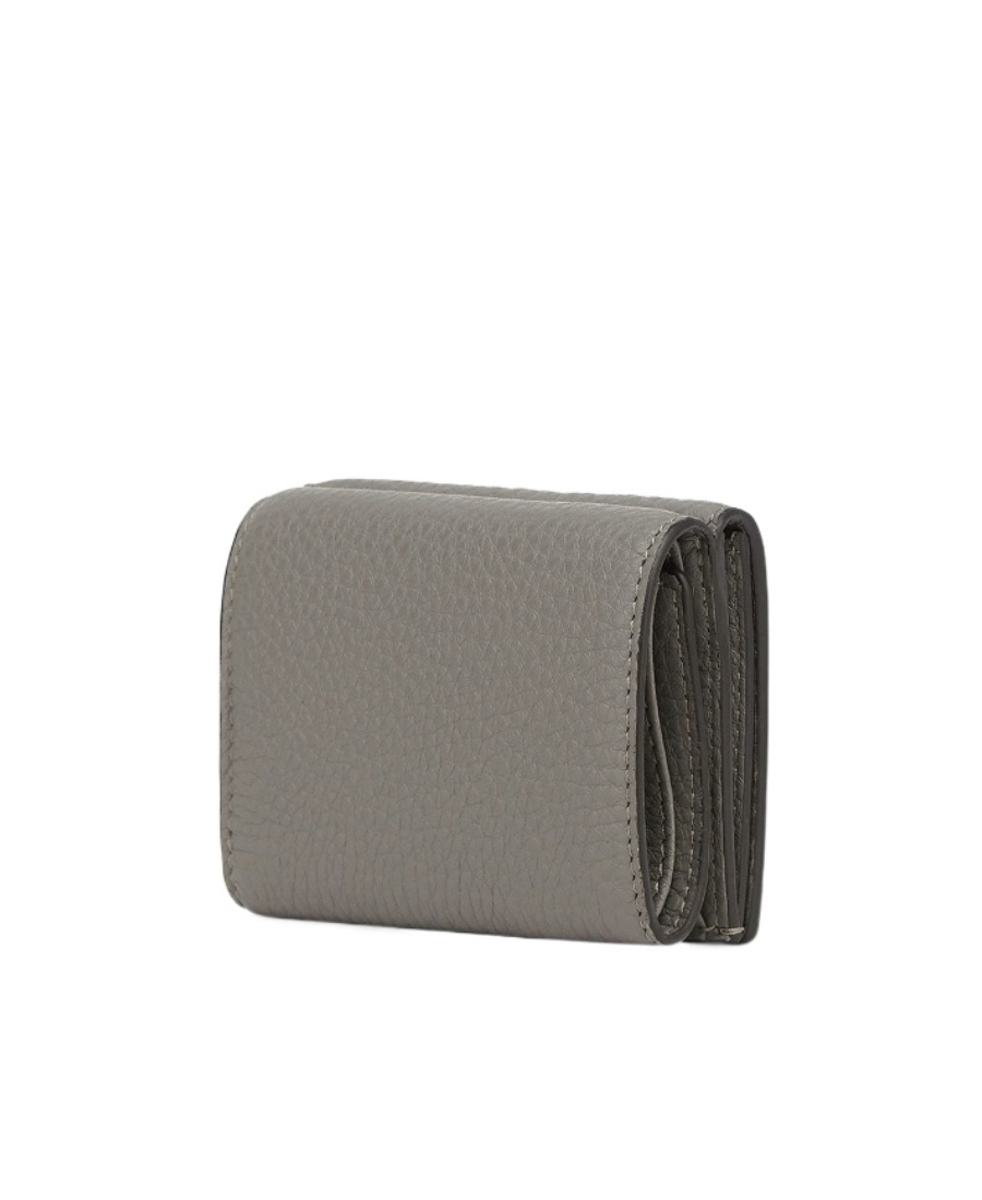 Fendi Ff Plaque Tri-fold Wallet In Gray