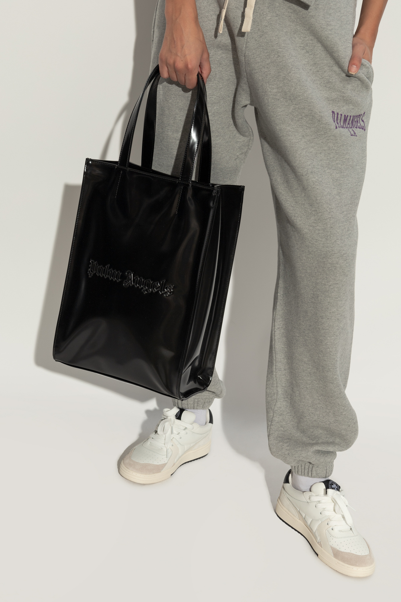 Palm Angels Logo Debossed Open Top Tote Bag In Black
