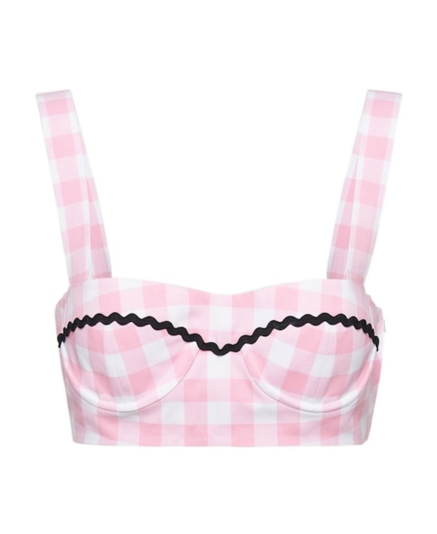 Prada Checkered Bra Vest In Pink