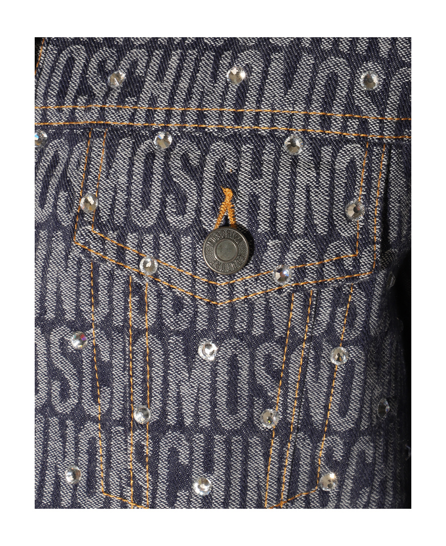 Moschino 'studded Collar' Jacket With Pockets In Gray