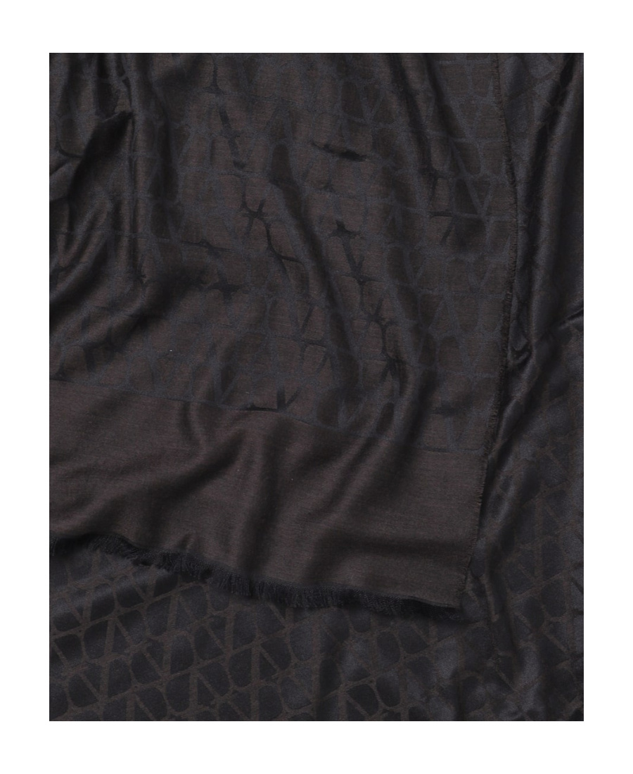 Valentino Color Jacquard Scarf In Black