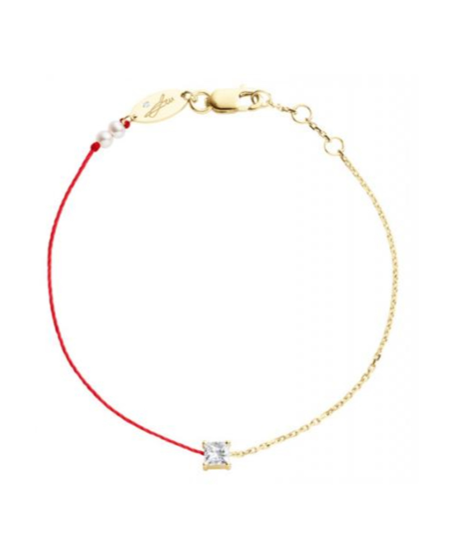 Redline Round Half-rope And Half-chain Bracelet In White