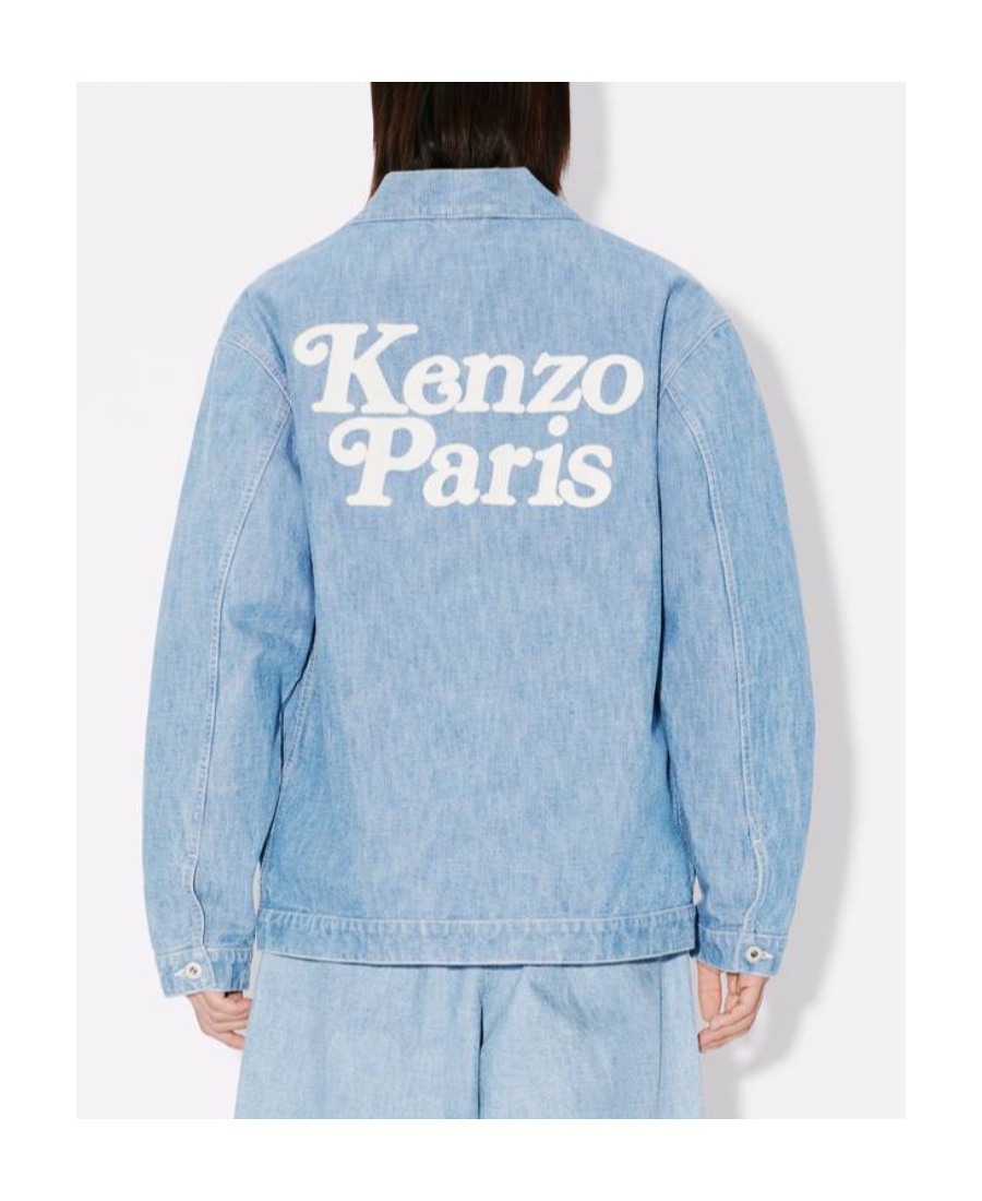 Kenzo X Verdy Logo-embroidered Poncho In Stone Bleached Blue Denim