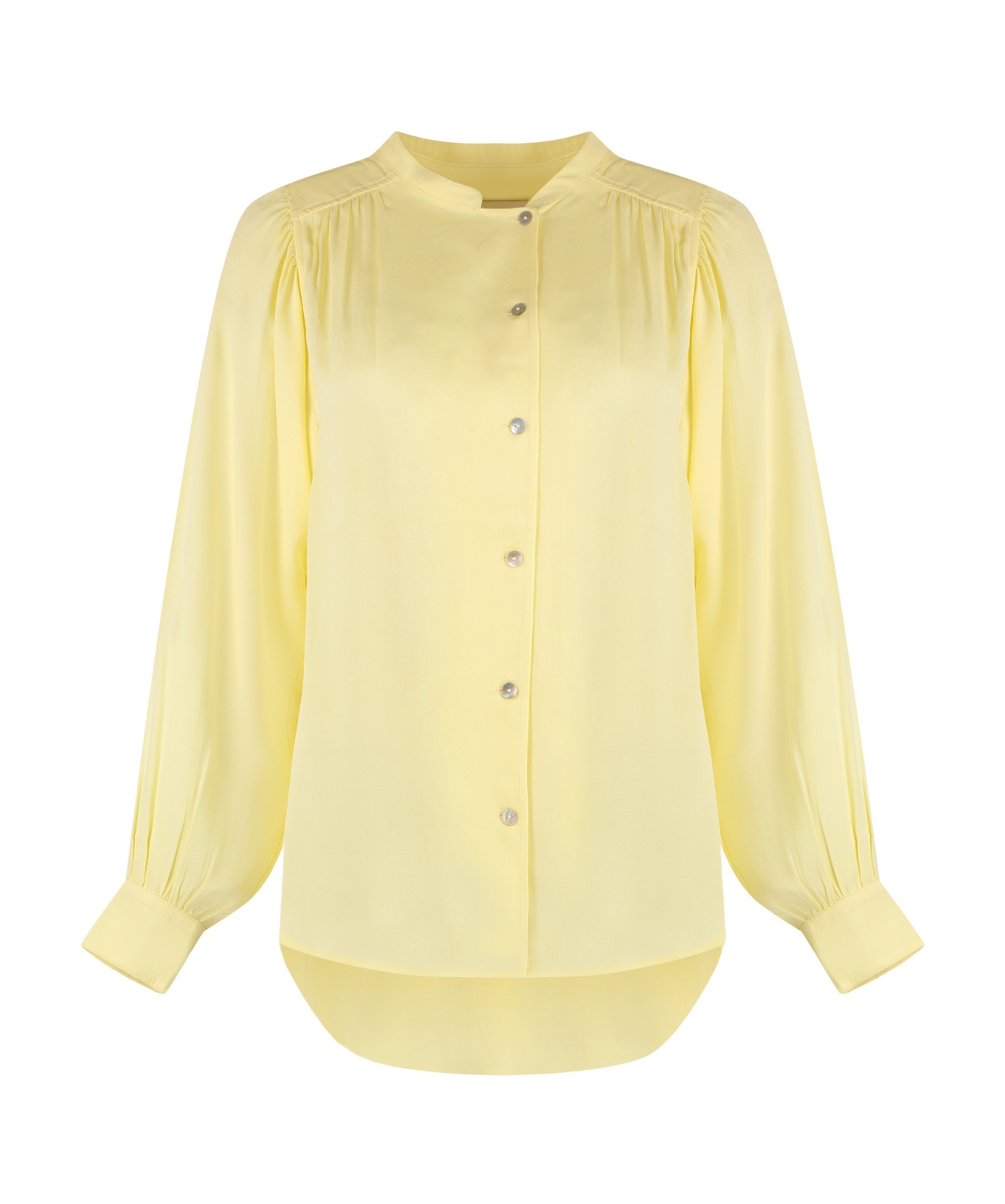 Yves Salomon Gathered-detail Off-centre Blouse In Yellow