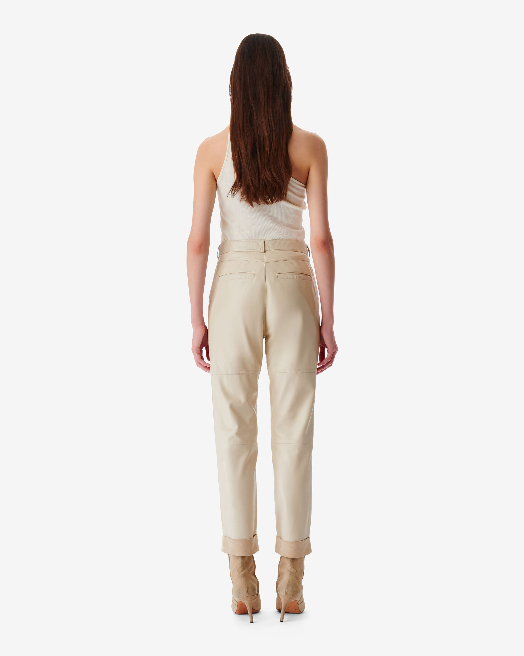 Shop Iro Aysel Leather Cropped Trousers