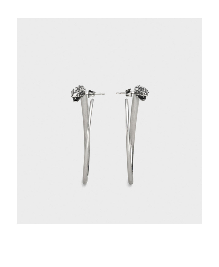 Celine Snake Head Pattern Earrings In White