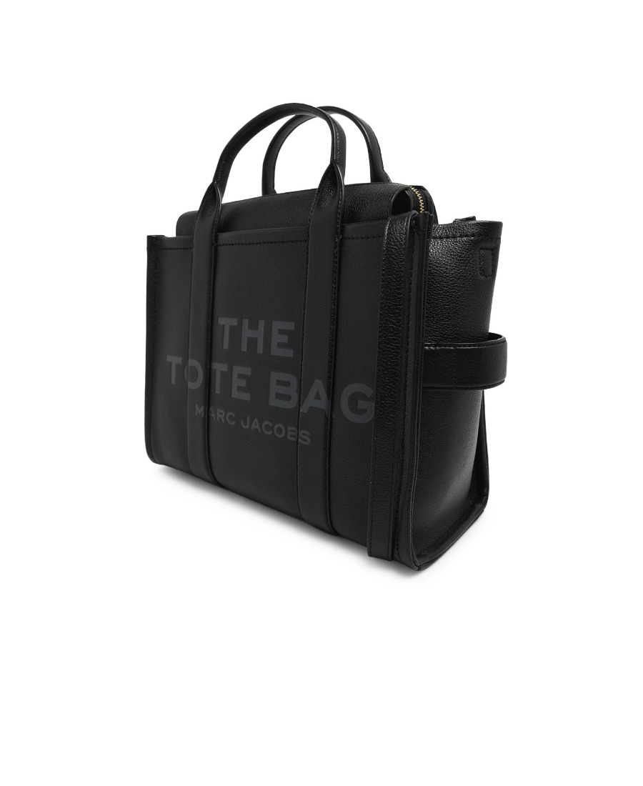 Marc Jacobs Grainy Leather Small Tote With Adjustable Shoulder Strap In Black