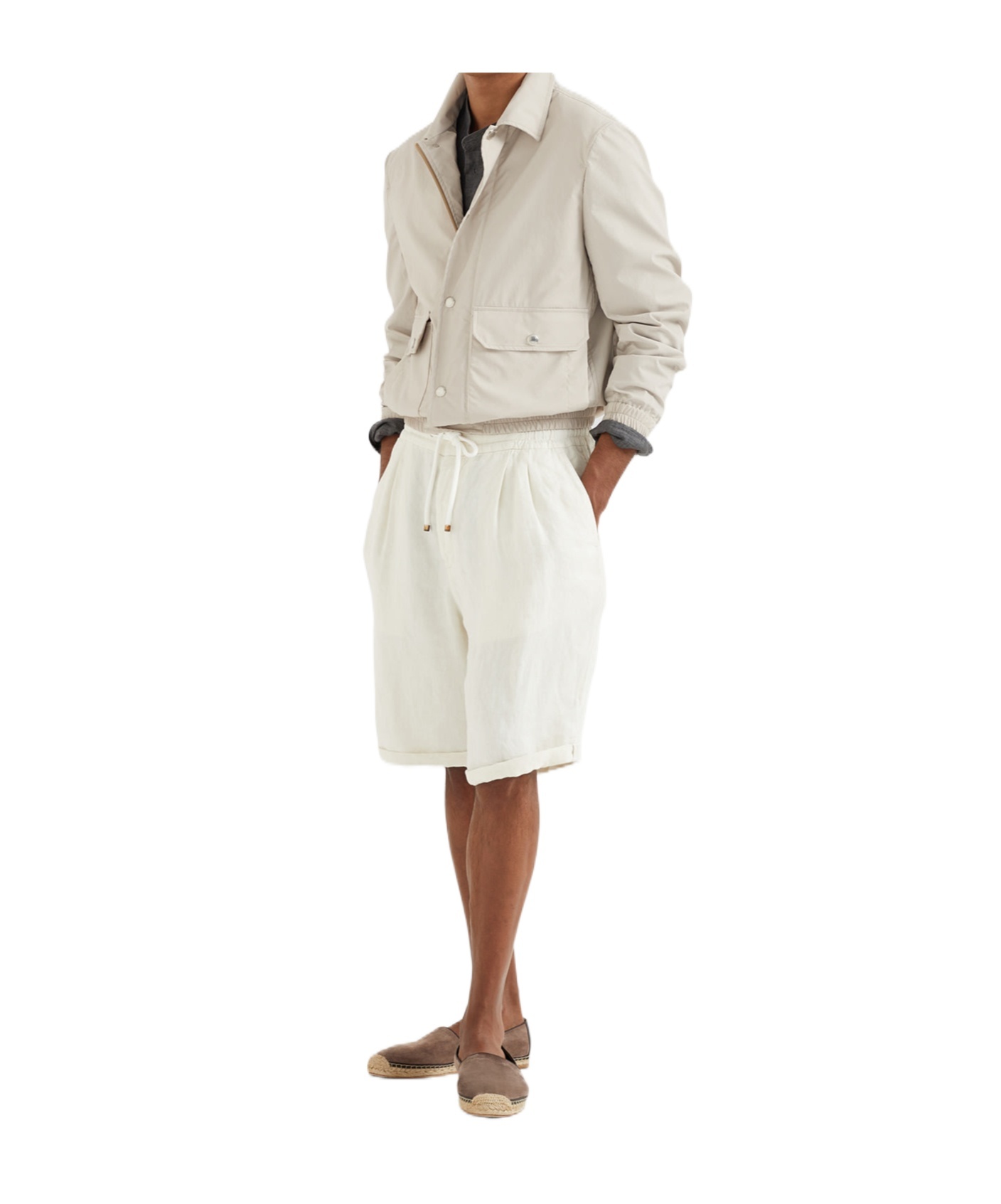 Brunello Cucinelli Linen Shorts In White