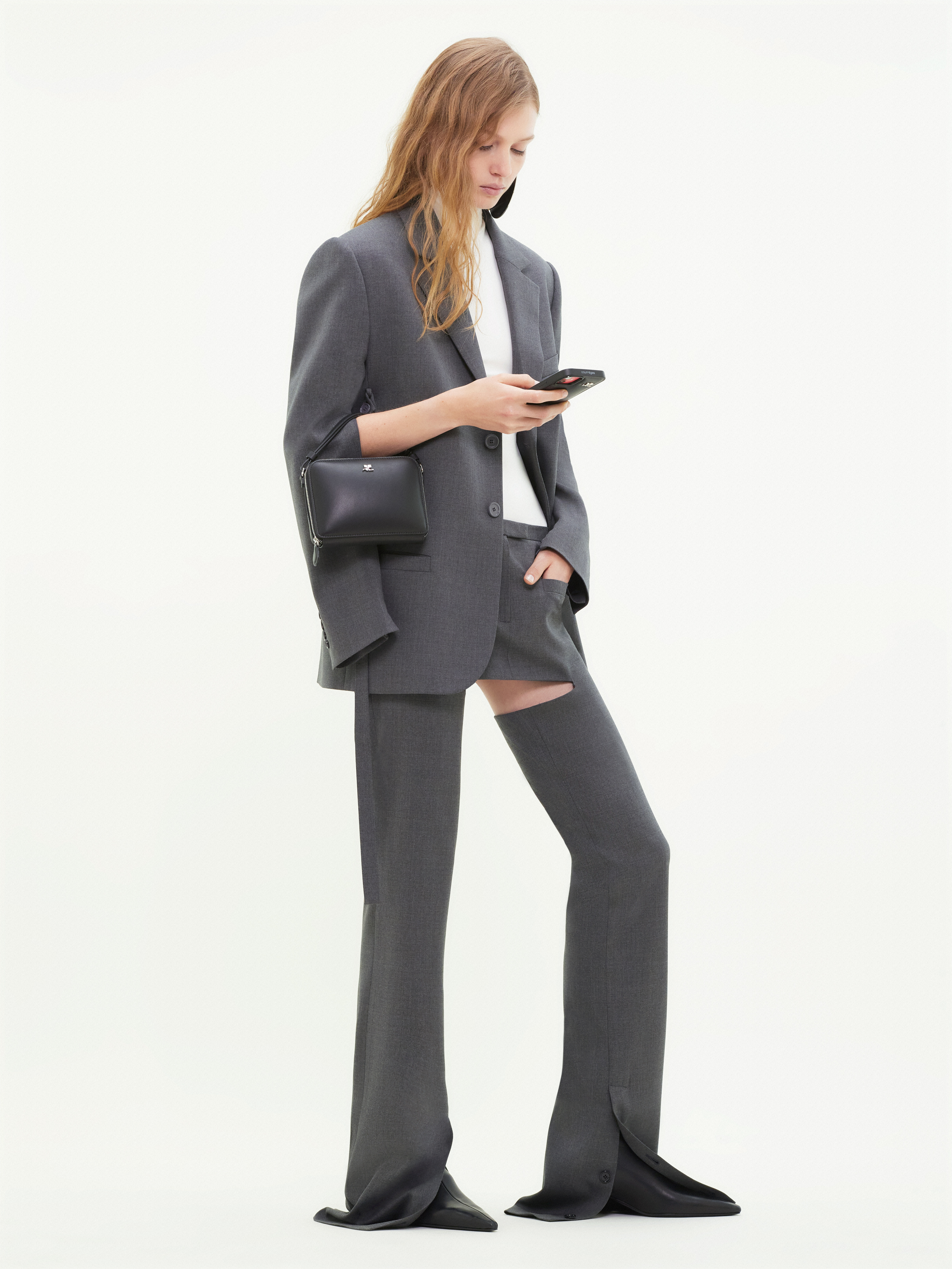 Shop Courrèges Tailored Belted Blazer In Black