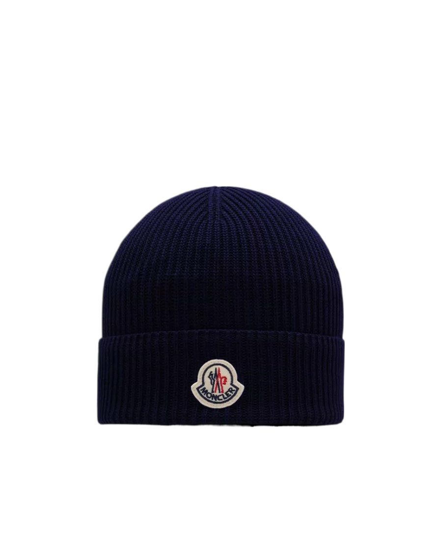 Moncler Logo Woolen Cap In Blue