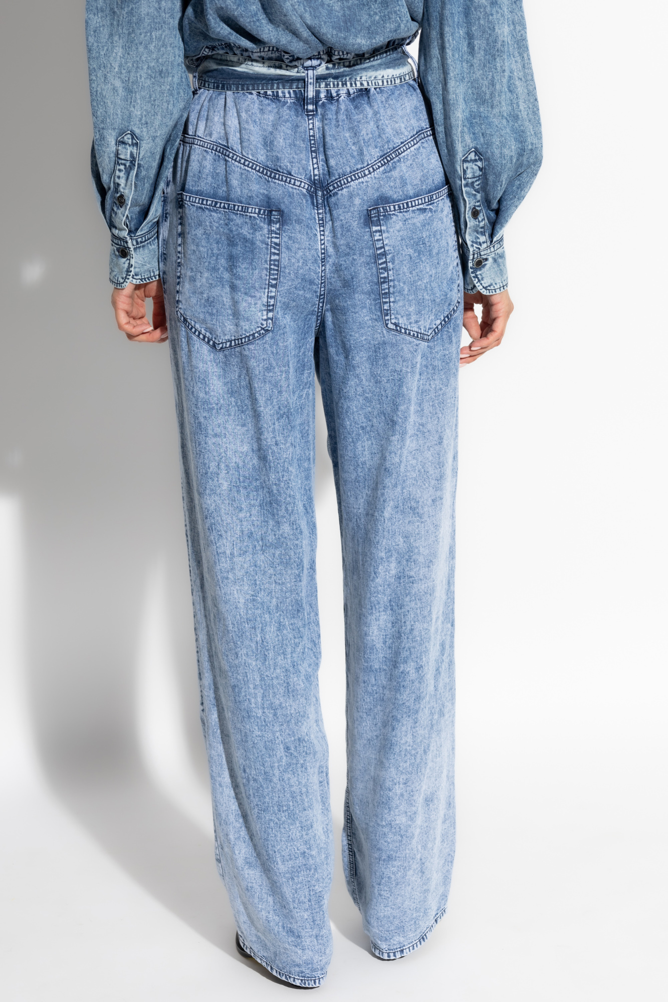 Isabel Marant Étoile Denim-effect High-waist Wide-leg Trousers In Blue