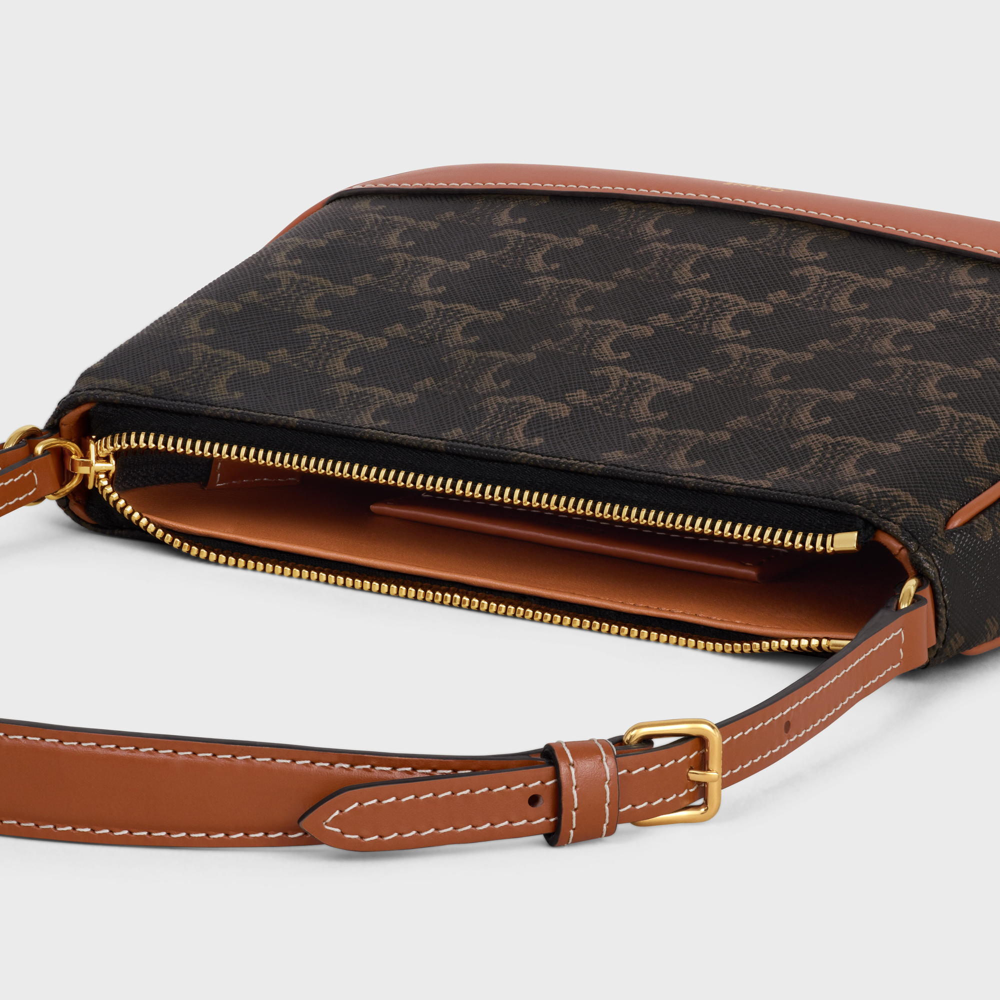 Celine Triomphe Shoulder Bag In Brown