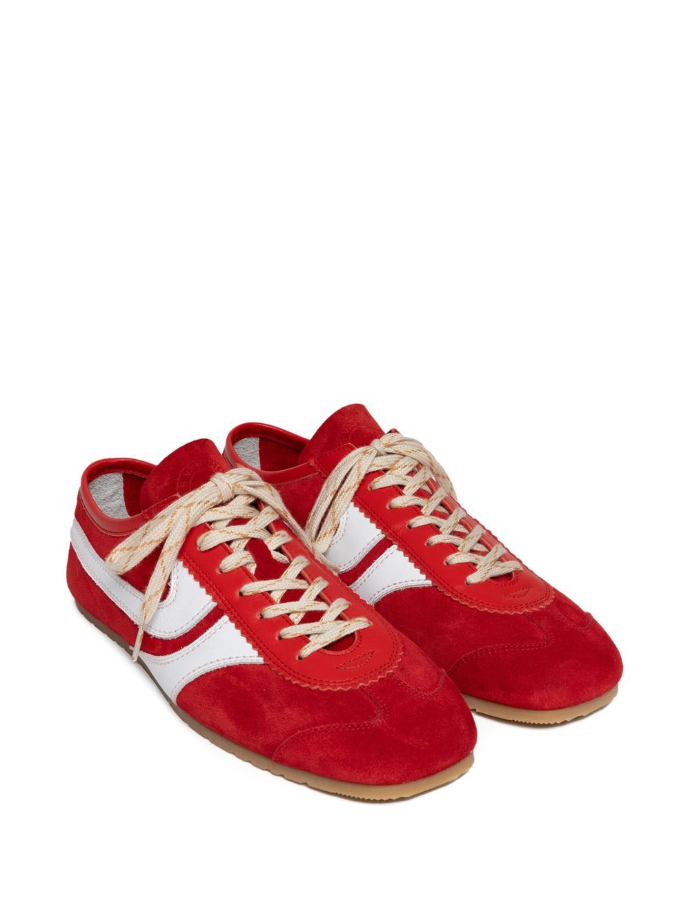 Dries Van Noten Low Top Sneakers With Rubber Sole And Stripe In Red