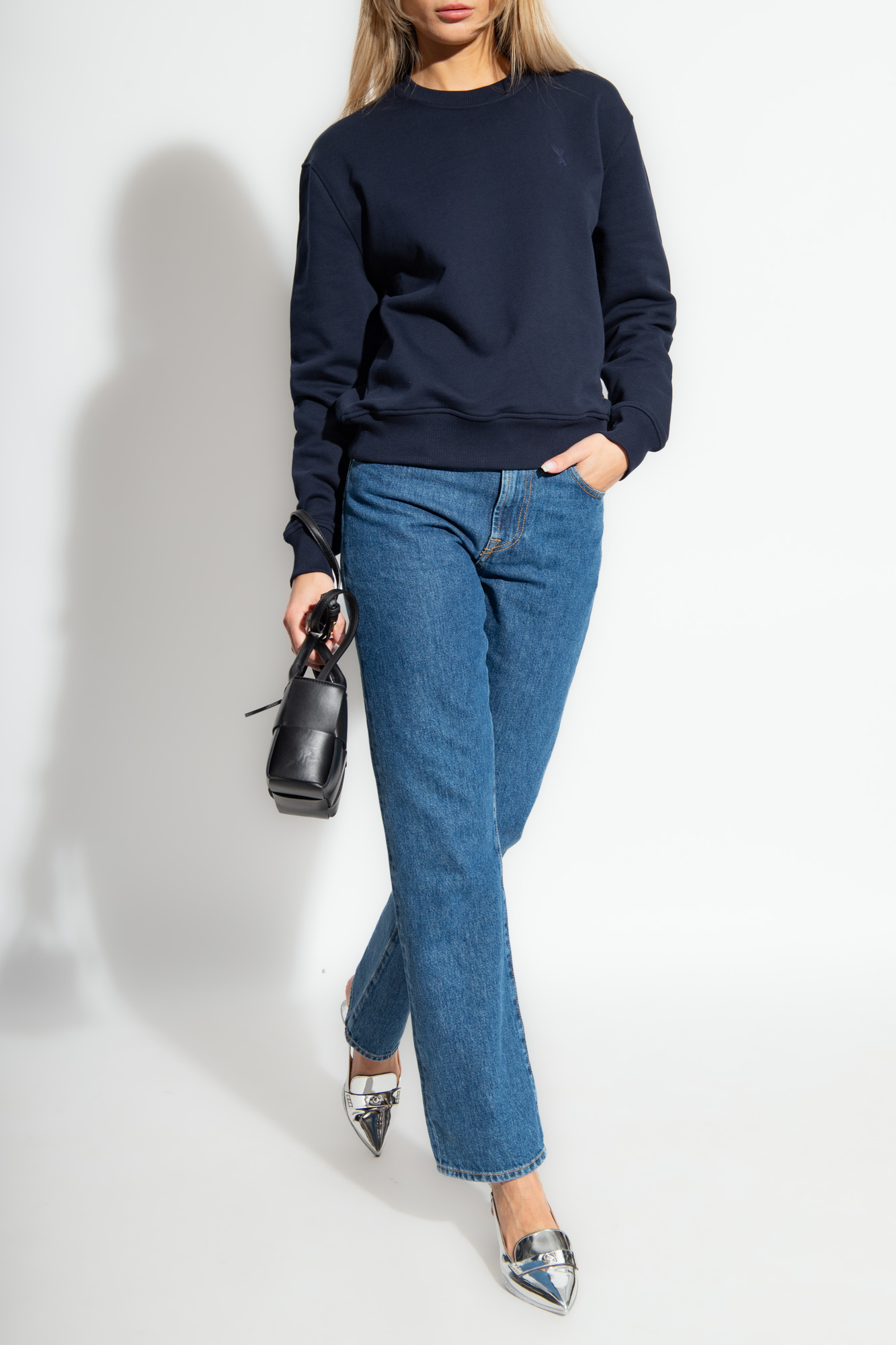 Ami Alexandre Mattiussi Ami Paris Ami De Coeur Crewneck Sweatshirt In Blue