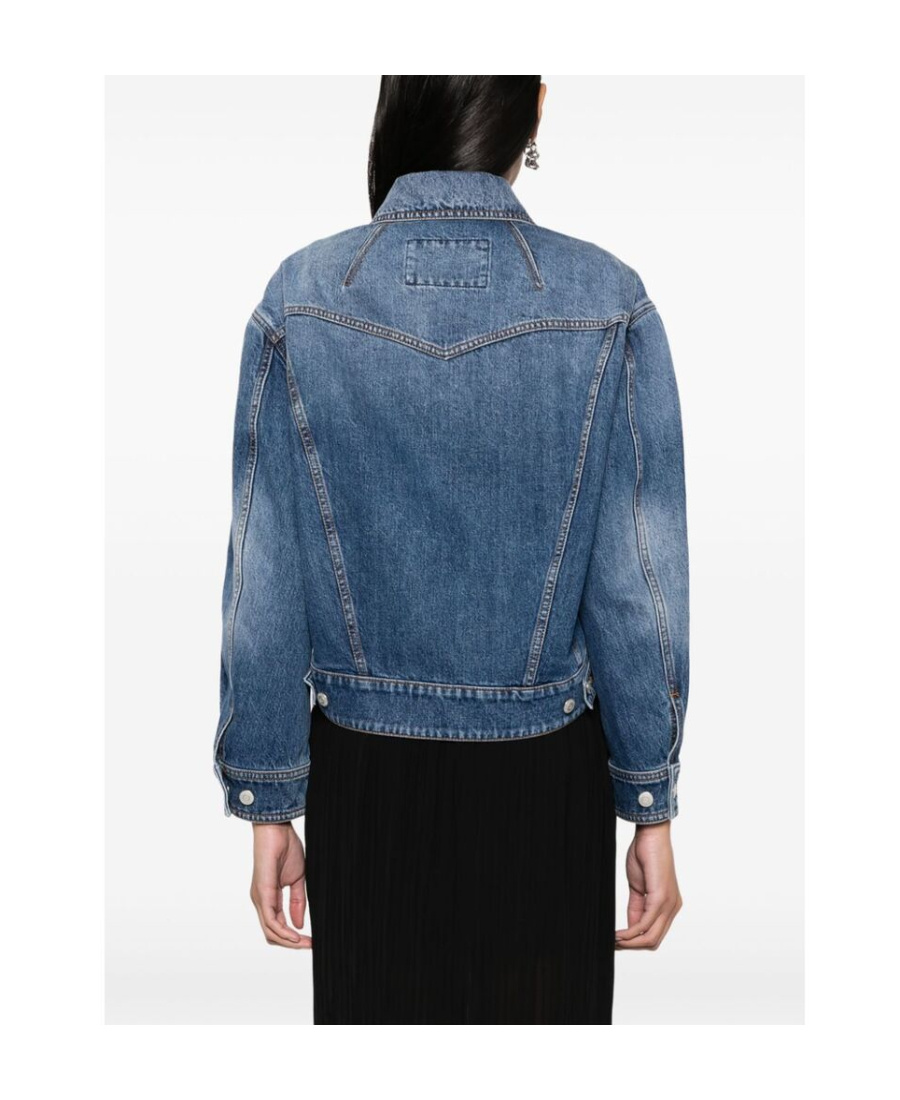 Alexander Mcqueen Cropped Denim Jacket In Blue