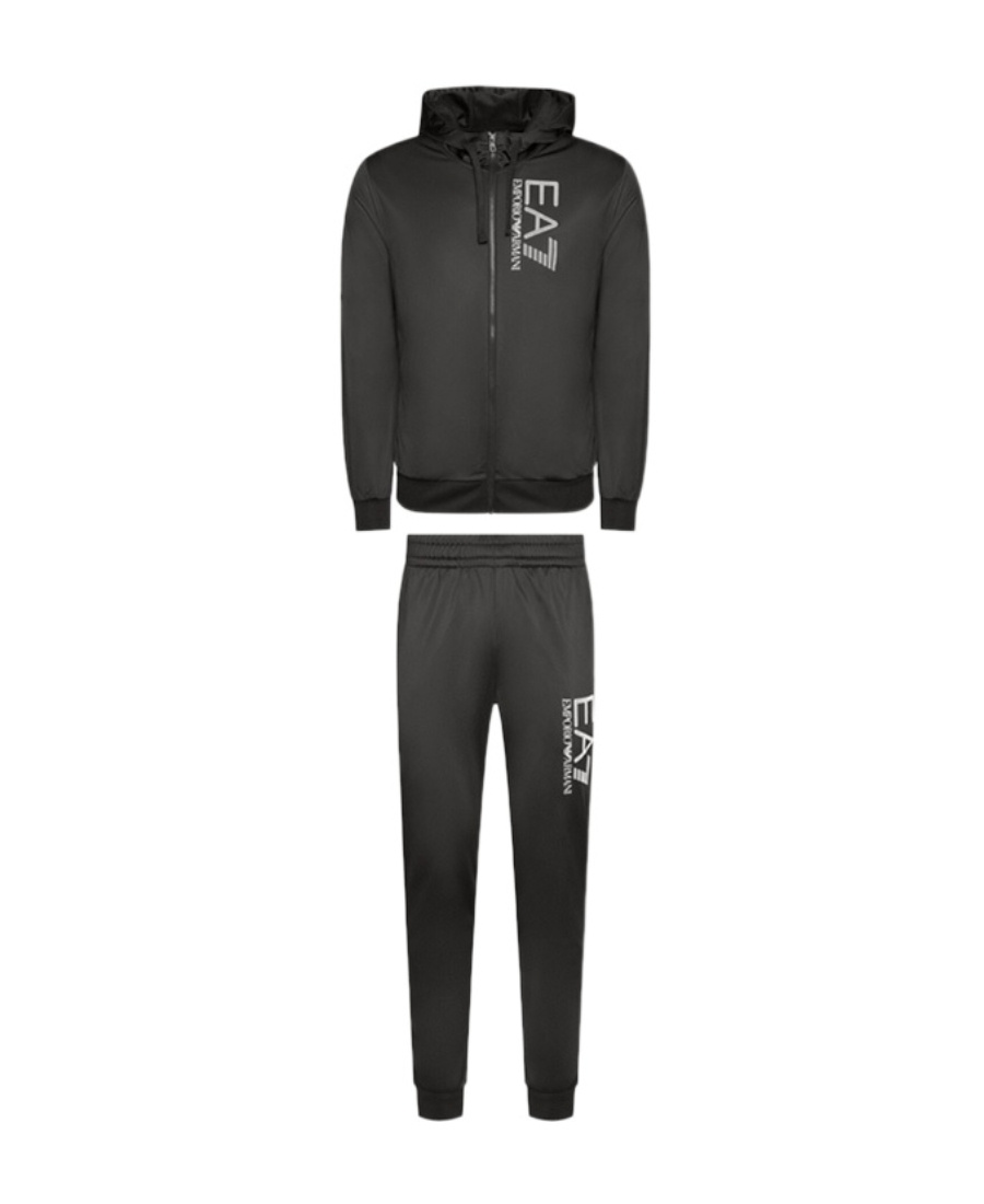 Emporio Armani Hooded Long-sleeved Sports Suit In Black