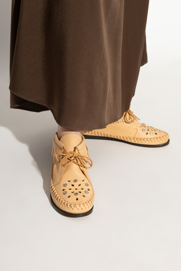Isabel Marant Beige Leather Felsa Angle Boots In Nude