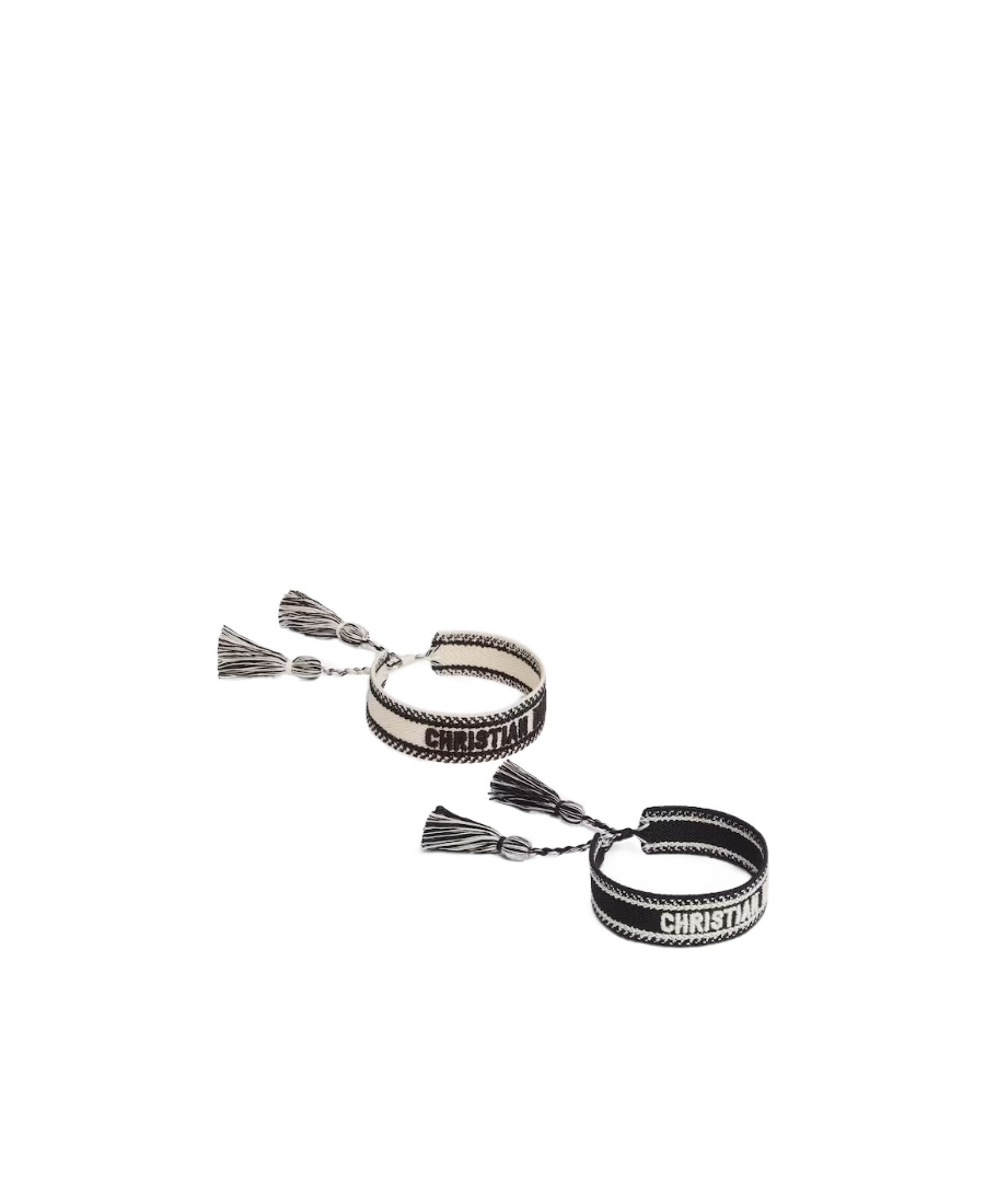 Dior Logo Tassel Bracelet Set In Black