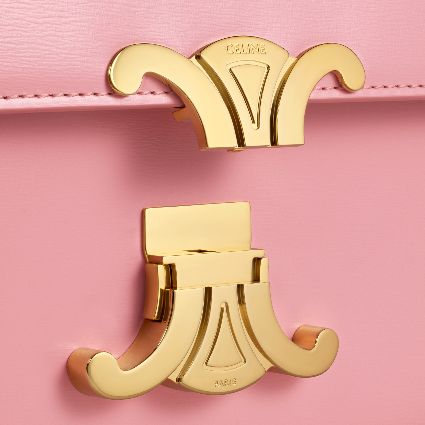 Celine Claude Glossy Shoulder Bag In Pink
