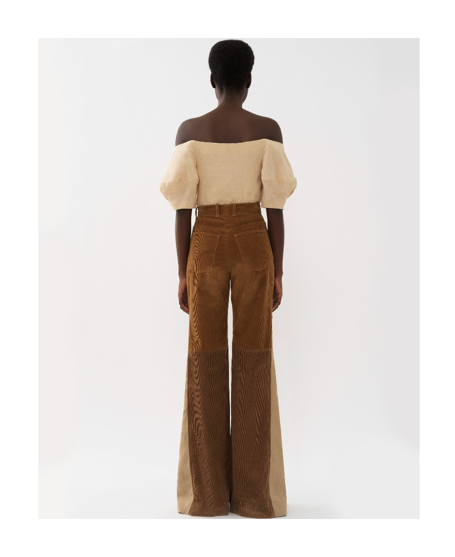 Chloé Triple Brown Retro Flared Corduroy Pants In Brown