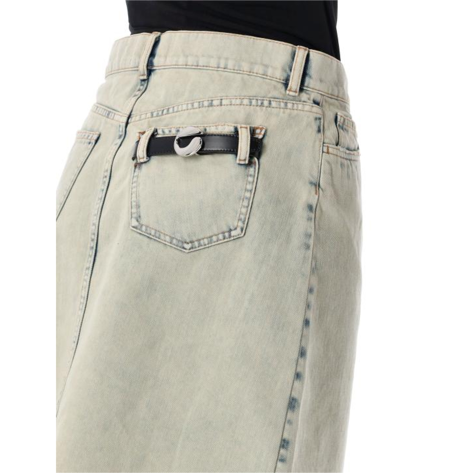 Coperni Denim Skirt With Multiple Pockets In Nude