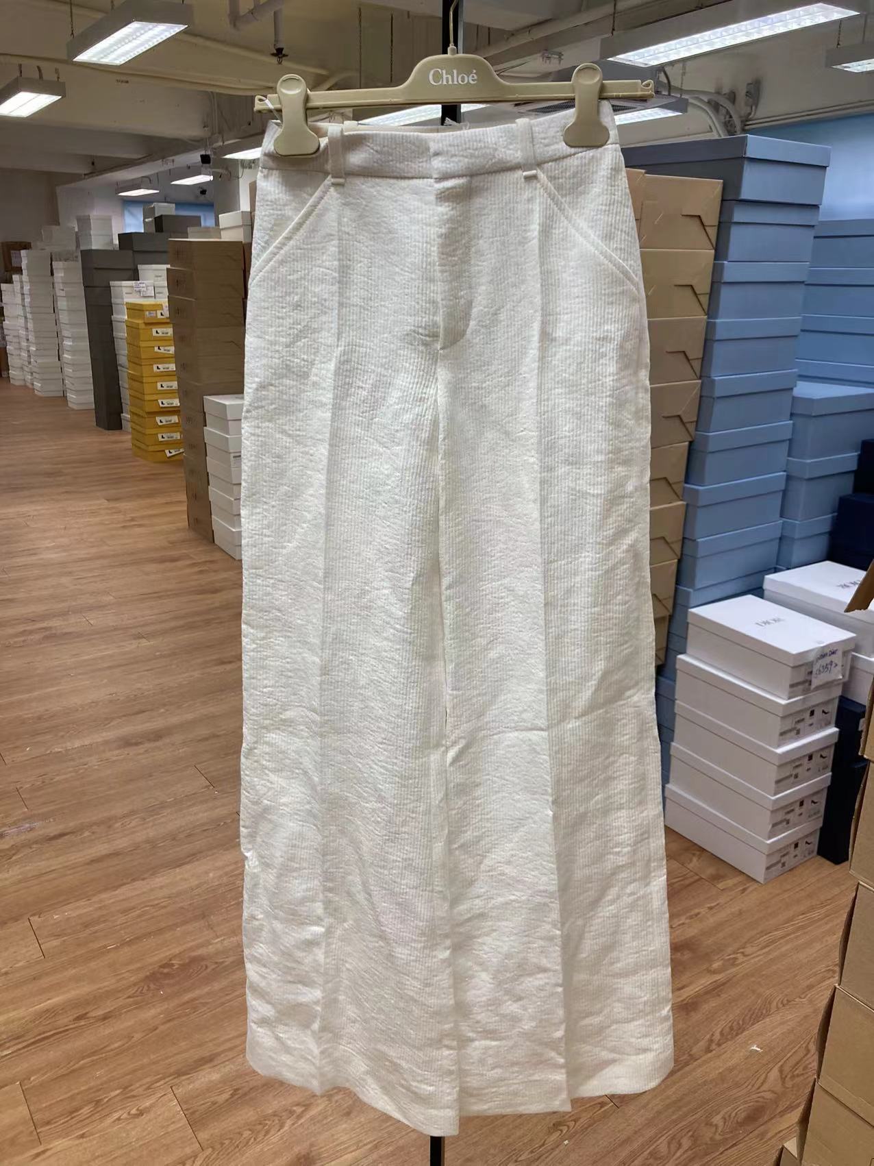 Chloé High Waist Wide Leg Trousers In White