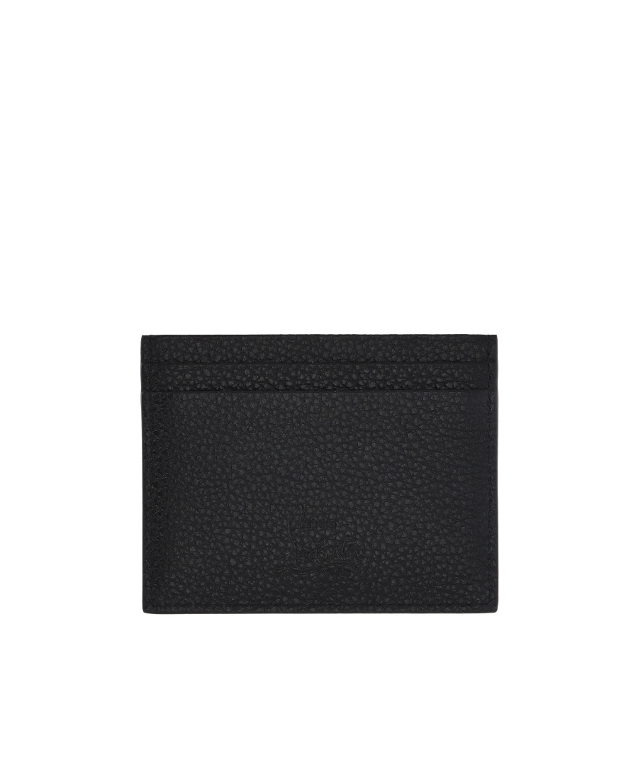 Christian Louboutin Black Kios Card Holder With Studs In Black