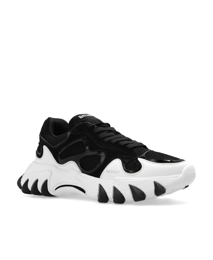 Shop Balmain B-east Trainer In Leather, Suede And Mesh In Black