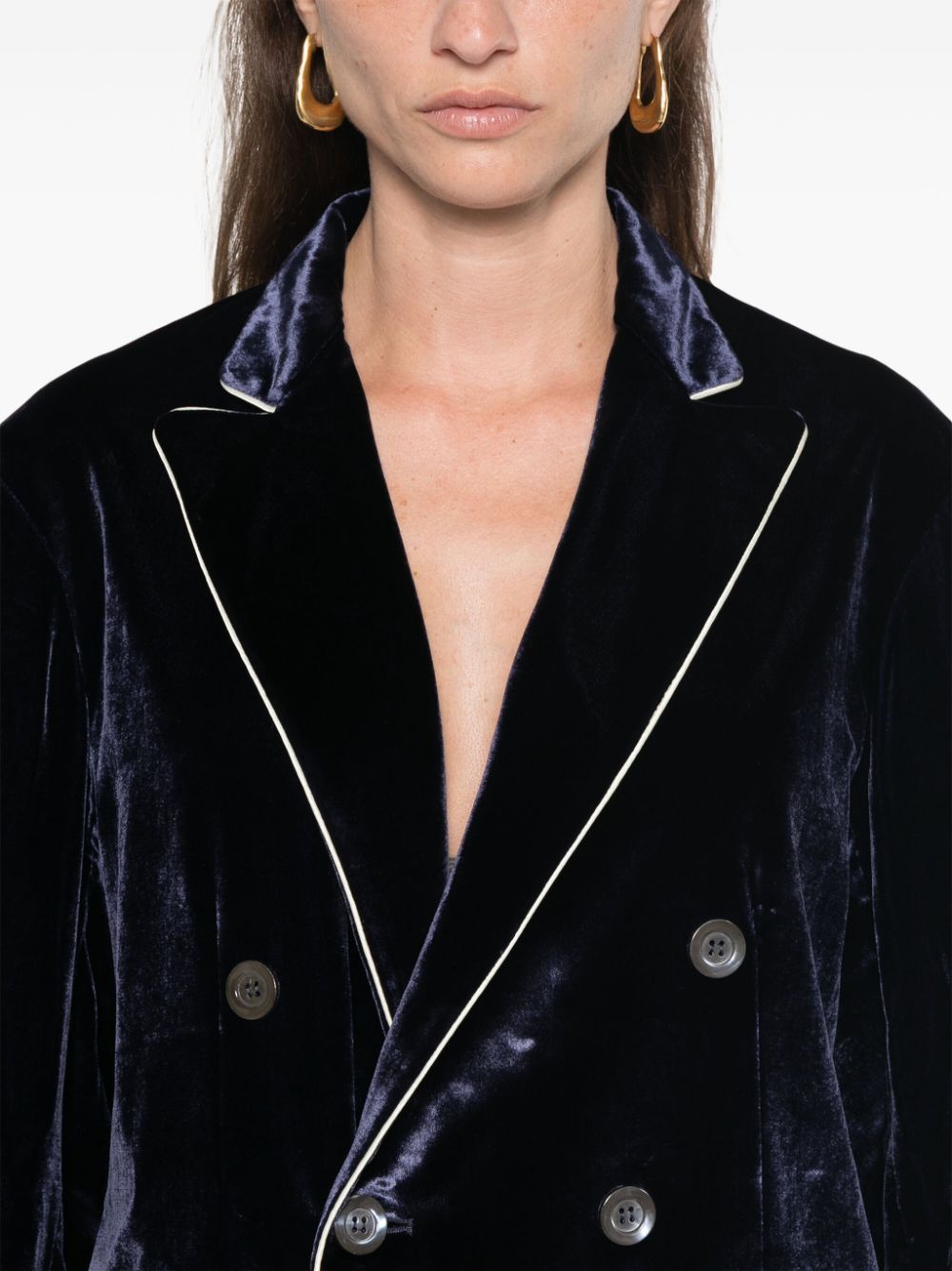 Pierre-louis Mascia Double-breasted Velvet Jacket With Peak Lapels In Black