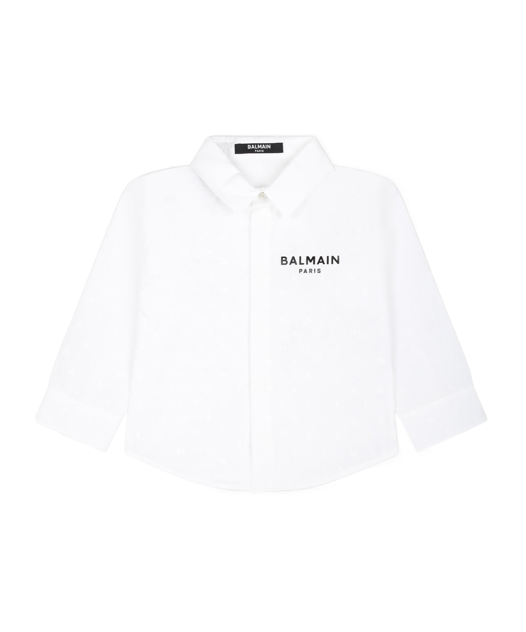 Shop Balmain Monogram-jacquard Cotton Shirt In White