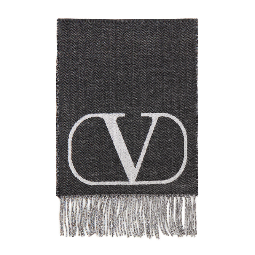 Valentino Logo Scarf In Black