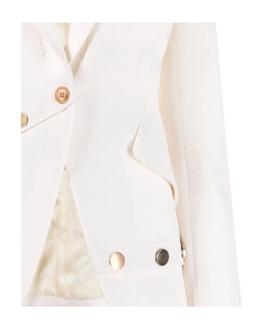 Alexander Mcqueen Button Embellished White Blazer In White
