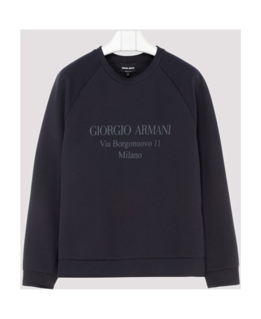 Giorgio Armani Logo-print Cotton-blend Sweatshirt In Black