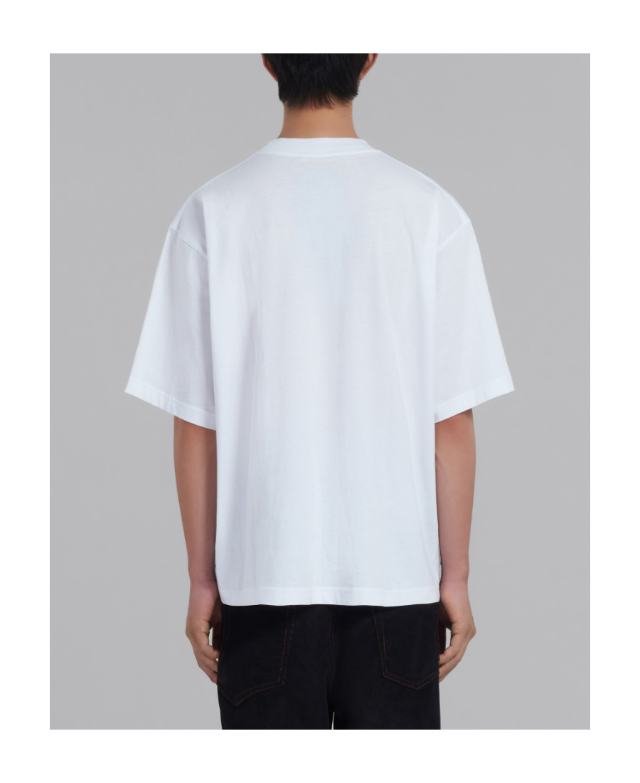 Marni White Cotton T-shirt With Logo Print In White