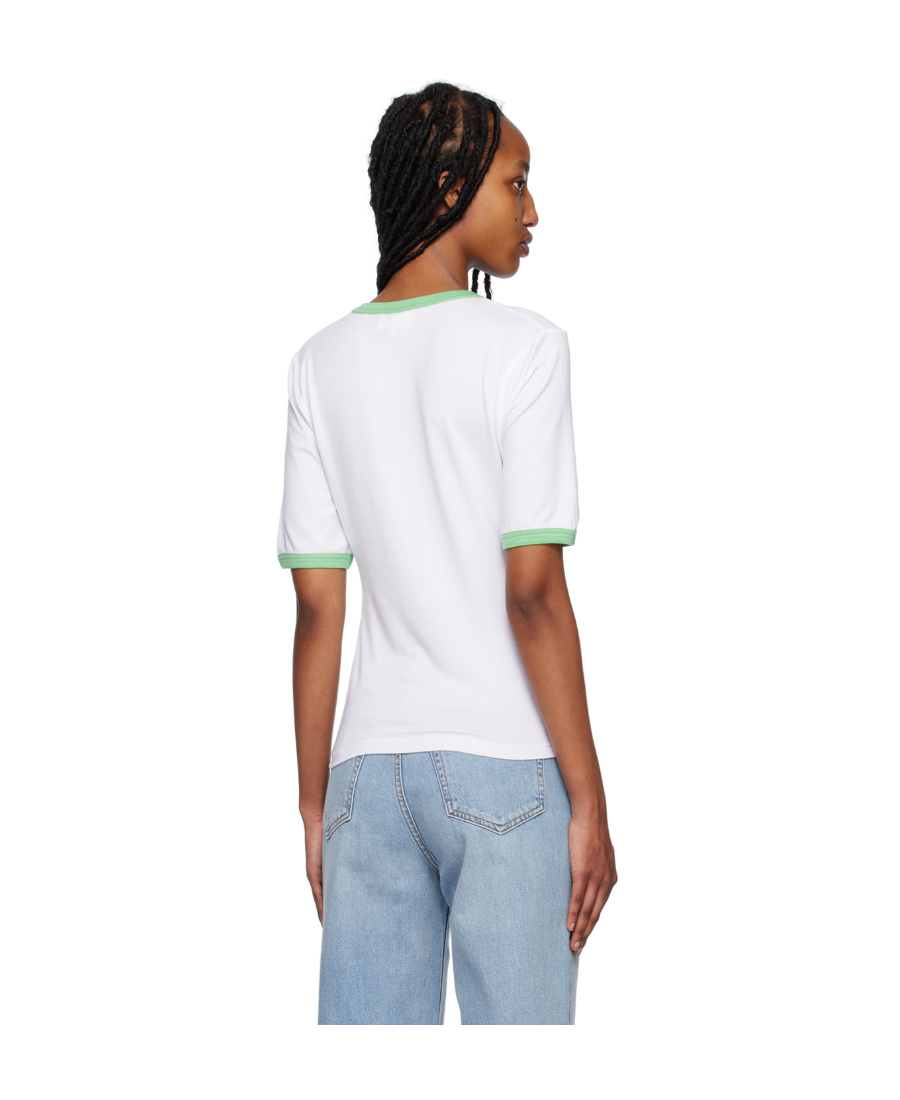Ganni Elastic Short-sleeved T-shirt In White