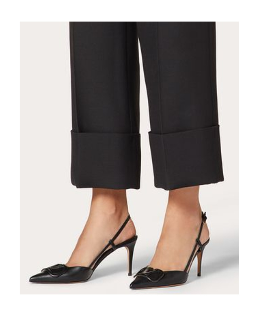 Valentino Garavani Vlogo Signature Satin Slingback Pumps 80mm Woman Black 40.5 In Black