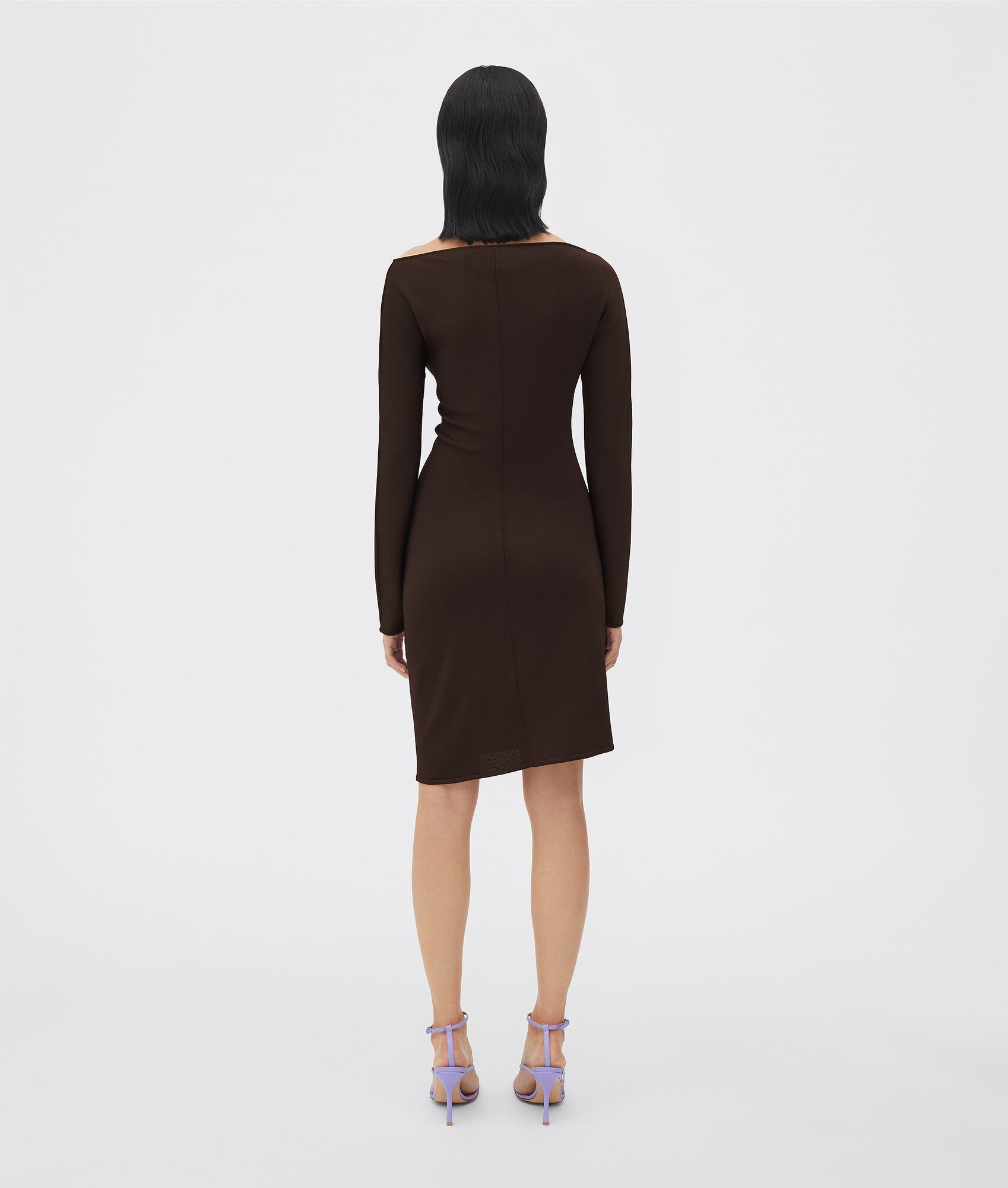 Bottega Veneta Mini Dark Brown With Front Cross-over In Fluid Viscose Woman In Black
