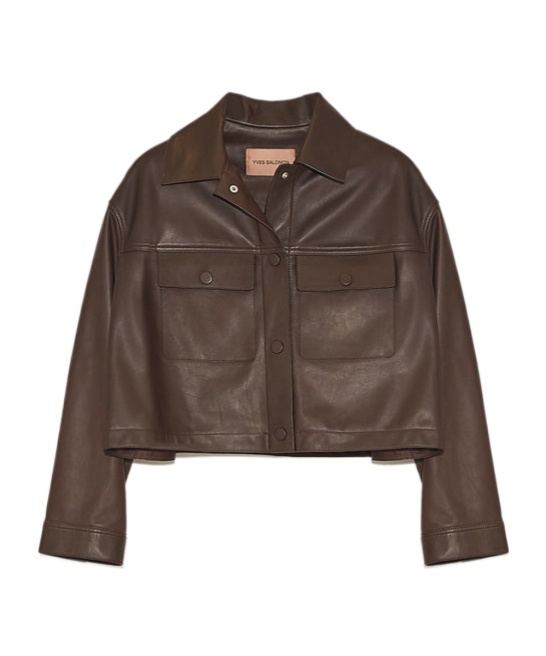 Shop Yves Salomon Short Leather Jacket In Brown