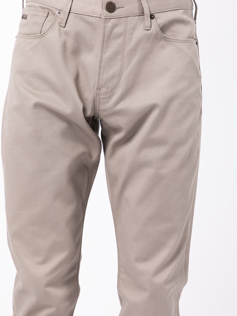 Emporio Armani Logo-patch Straight Leg Trousers In Gray