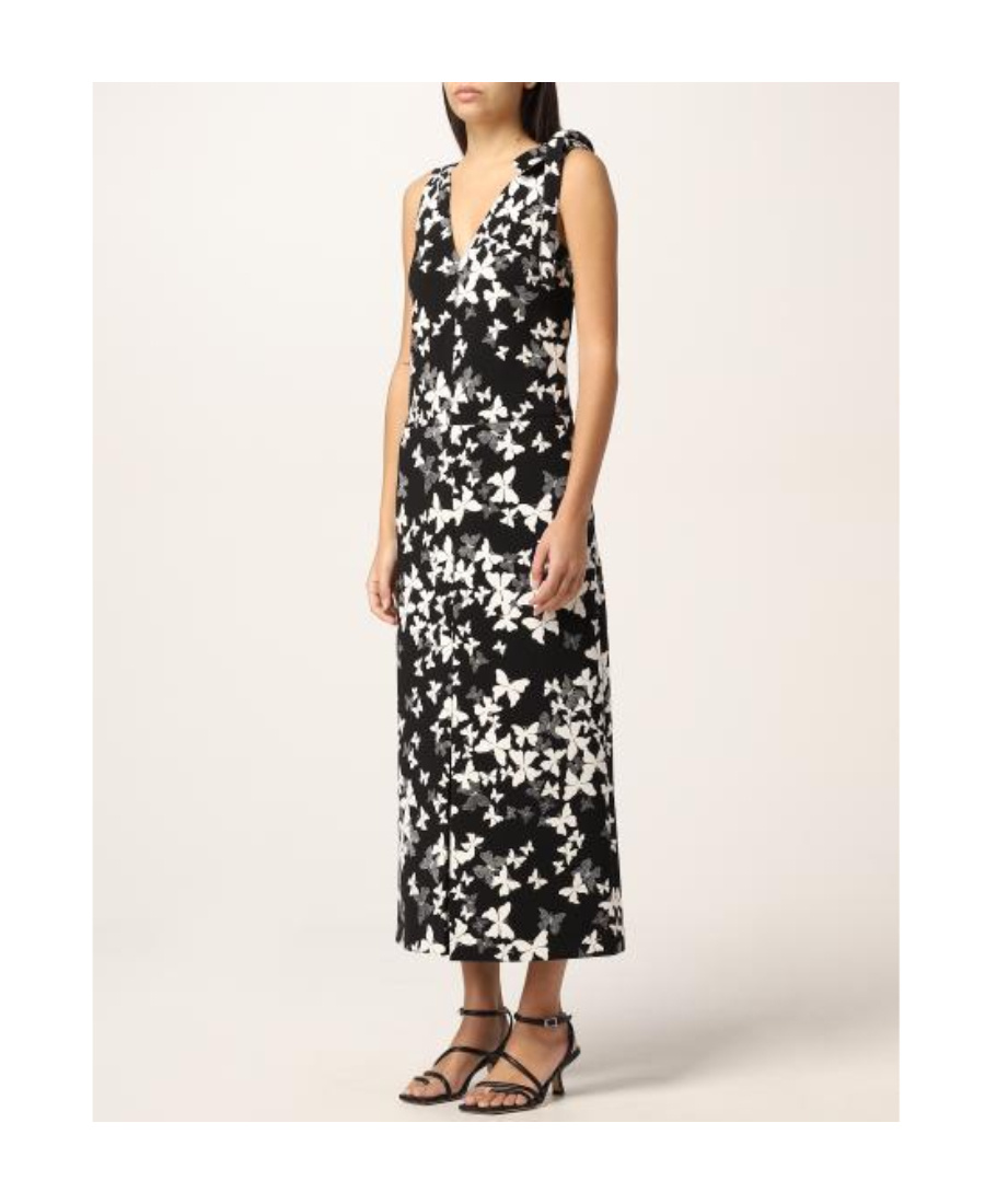 Red Valentino Sleeveless Printed Dress In Black