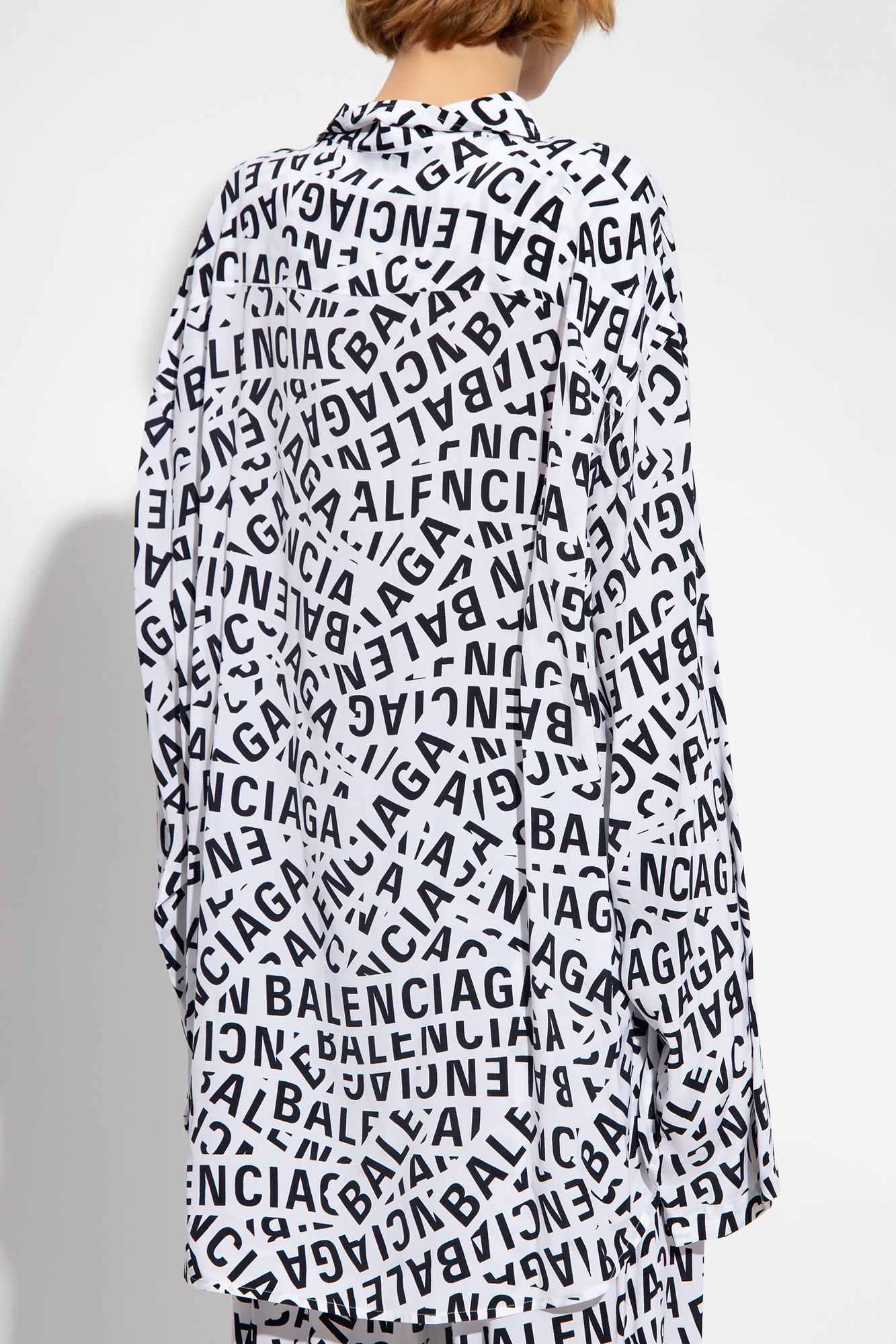 BALENCIAGA OVERSIZED LOGO-PRINT COTTON SHIRT