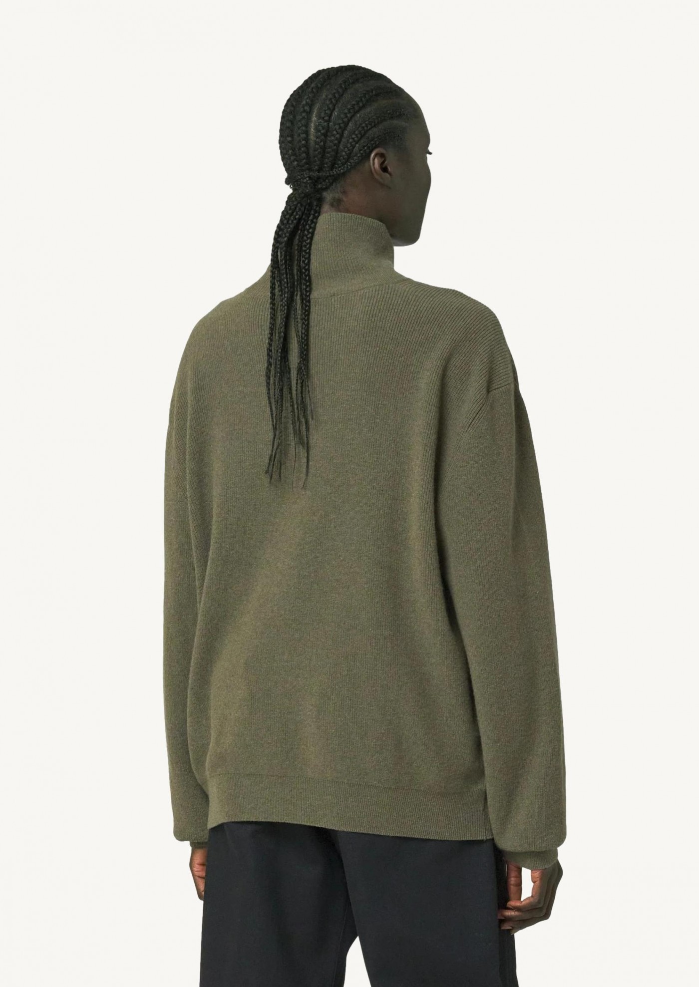 Lemaire High-necked Long-sleeved Wool Sweater In Green