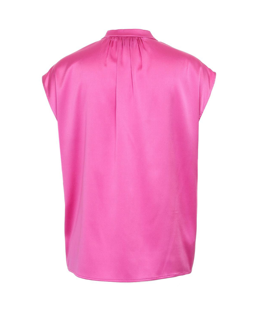 Pinko Band-collar Satin Blouse In Pink